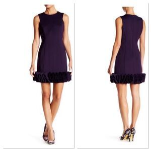 NWT MAIA Ruffle‎ Hem Scuba Sheath Cocktail Dress Size 8 in Plum